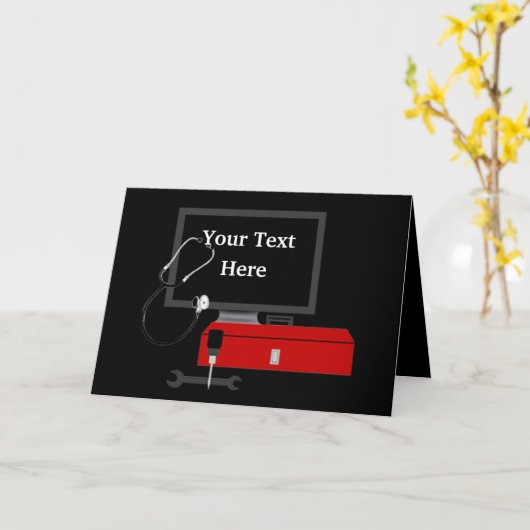 Wenskaart voor reparatie van computertechnicus kaart (Gele Bloem)