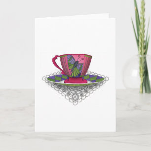 Wenskaart voor theacup Butterfly Kaart