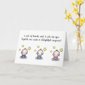 wenskaart voor triplets, welkome tripletbays kaart (Gele Bloem)