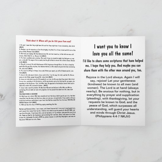 Wenskaart voor uw zoon - Evangelieboodschap Feestdagen Kaart (Binnen)