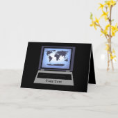 Wenskaart voor Wereldkaart van laptopcomputer 2 Kaart (Gele Bloem)