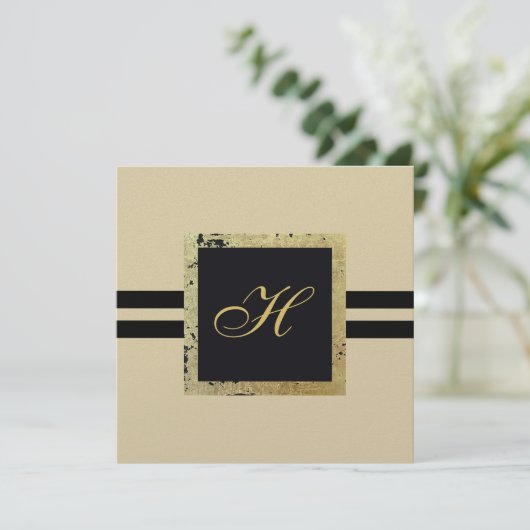 Wenskaart voor zwart-wit en tan-monogram (Staand voorkant)
