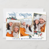 Wenskaart Vrolijk kerstfeest met 3 foto's Aankondiging (Voorkant)