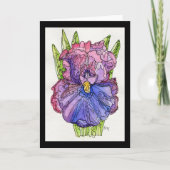 Wenskaart - Waterverf en inktPaarse iris Kaart (Voorkant)