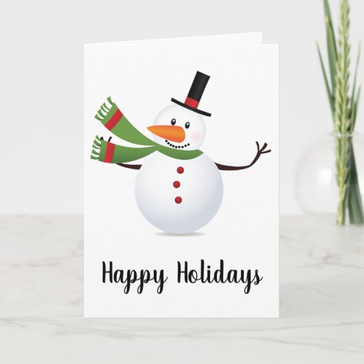 Wenskaart Waving Carrot Nose Snowman Feestdagen Kaart (Voorkant)