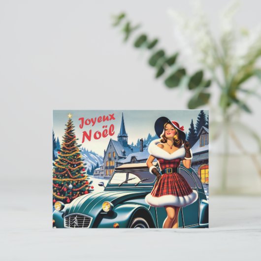 wenskaart wijn vrolijk kerstfeest citroën 2CV  Briefkaart (Staand voorkant)
