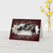 Wenskaart winterpaarden kaart (Gele Bloem)