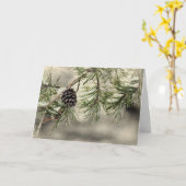 Wenskaart winterpine en sneeuw kaart (Gele Bloem)