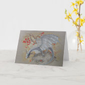 Wenskaart - Zilveren Draak Kaart (Gele Bloem)