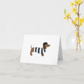 WENSKAART ZWARTE EN WITTE DACHSHUND BLANK KAART (Gele Bloem)