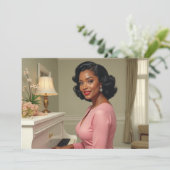 Wenskaart zwarte vrouw Verjaardag Dank u Feestdagenkaart (Staand voorkant)