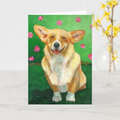 Wenskaarten "Corgi" Kaart (Gele Bloem)