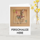 Wenskaarten - Happy Horse Carousel Kaart (Gele Bloem)