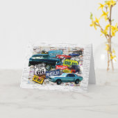 Wenskaarten - Route 66_Klassieke Auto's Kaart (Gele Bloem)