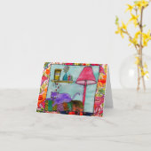 Wenskaarten voor het schilderen van kat en touw kaart (Gele Bloem)