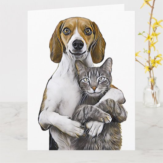 WENSKAARTEN VOOR KAT- EN DOG-WEDING KAART (Gele Bloem)