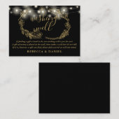Wensput Slingerlichtjes Zwart En Gouden Bruiloft Informatiekaartje (Voorkant / Achterkant)