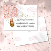 Wensput Teddybeer Roze Meisje Baby Shower Informatiekaartje