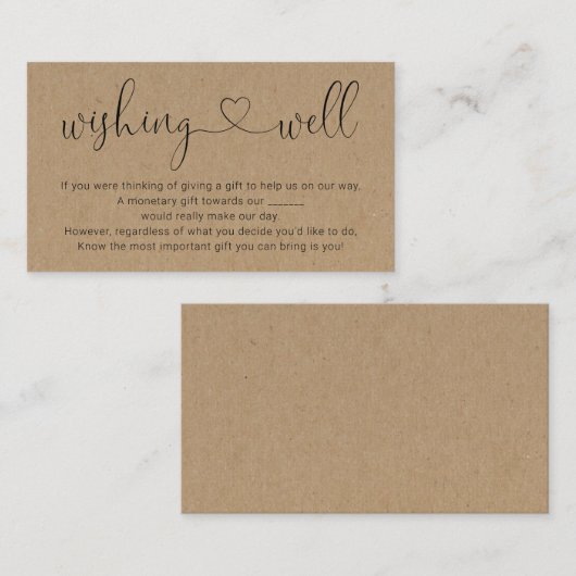 Wensput voor trouwkaart - Rustiek Informatiekaartje (Voorkant / Achterkant)