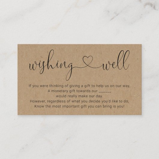 Wensput voor trouwkaart - Rustiek Informatiekaartje (Voorkant)