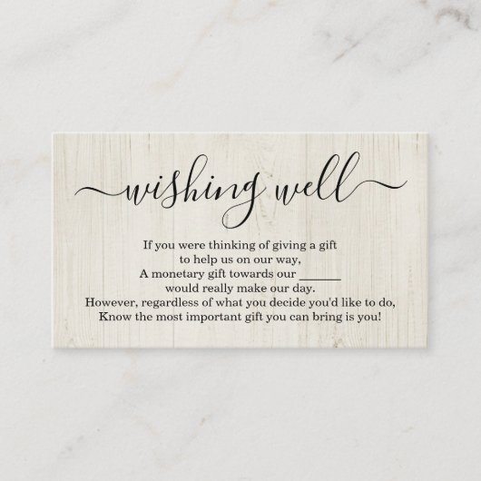 Wensput voor trouwkaart - Rustieke hout Informatiekaartje (Voorkant)