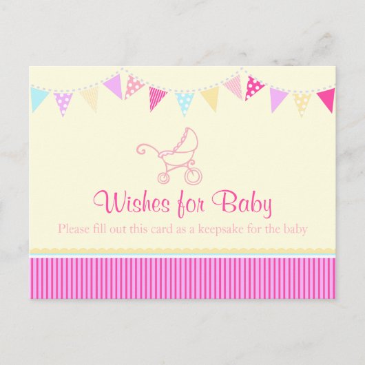 wenst baby - baby shower roze briefkaart (Voorkant)