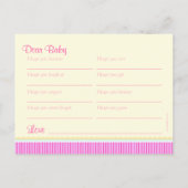 wenst baby - baby shower roze briefkaart (Achterkant)
