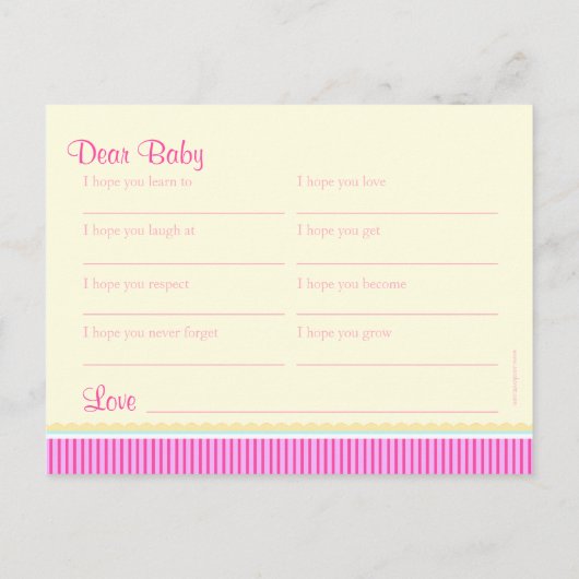 wenst baby - baby shower roze briefkaart (Achterkant)