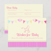 wenst baby - baby shower roze briefkaart (Voorkant / Achterkant)