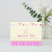 wenst baby - baby shower roze briefkaart (Staand voorkant)