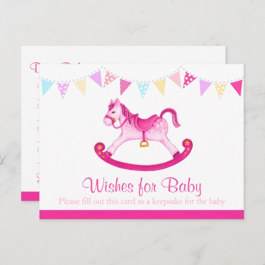 wenst baby - baby shower roze briefkaart (Voorkant / Achterkant)