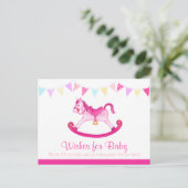 wenst baby - baby shower roze briefkaart (Staand voorkant)