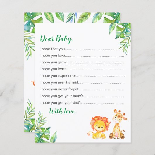 wenst Baby shower Safari Oerwoud Advice Kaarten (Voorkant / Achterkant)