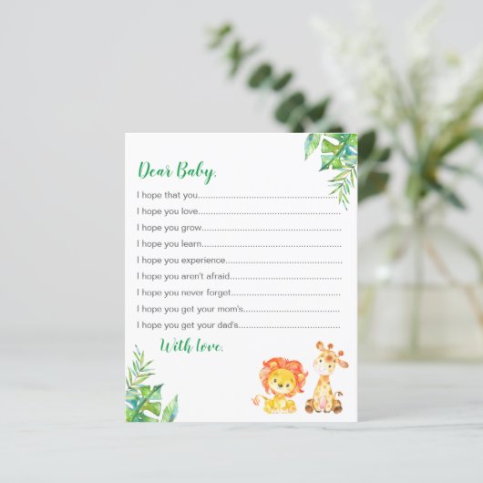 wenst Baby shower Safari Oerwoud Advice Kaarten (Staand voorkant)