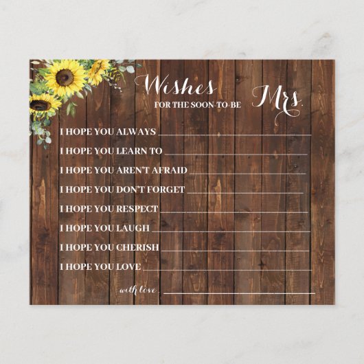 wenst dat binnenkort mevrouw Sunflower Shower Card Flyer (Voorkant)