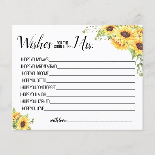 wenst dat binnenkort mevrouw Sunflower Shower Card Flyer (Voorkant)