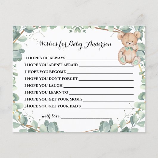 wenst dat het Beer Greenery Shower van mama binnen Flyer (Voorkant)