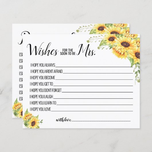 wenst dat mevrouw de zonnebloempaart spoedig wordt (Voorkant / Achterkant)