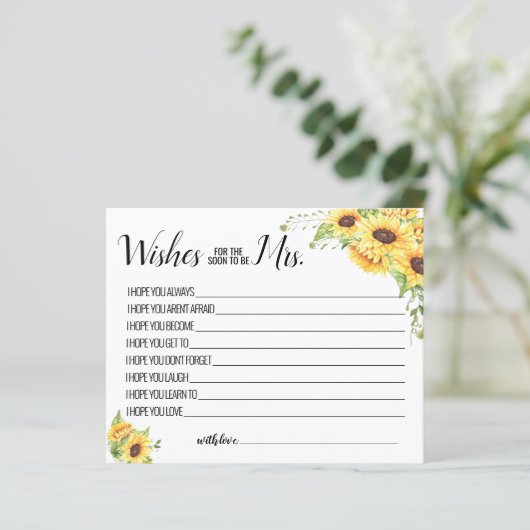 wenst dat mevrouw de zonnebloempaart spoedig wordt (Staand voorkant)