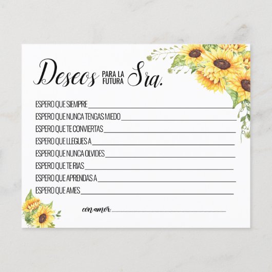 wenst dat mevrouw de zonnebloempaart spoedig wordt (Achterkant)