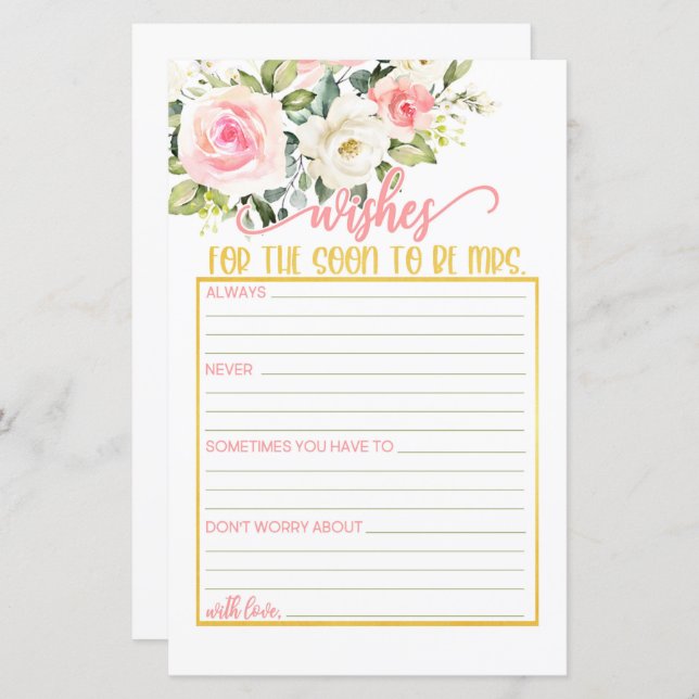 wenst dat mevrouw Pink Floral & Gold binnenkort wo (Voorkant / Achterkant)