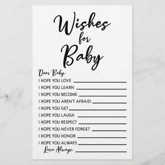 wenst de activiteit van het Baby shower van de Bab Briefpapier (Voorkant)