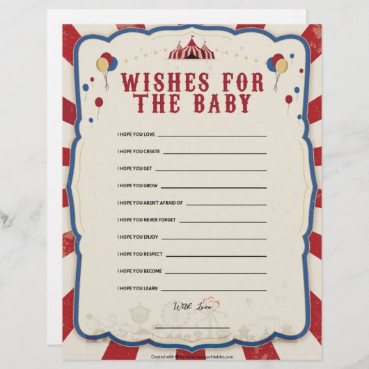 wenst de Baby [Circus Theme] Briefhoofd (Voorkant / Achterkant)