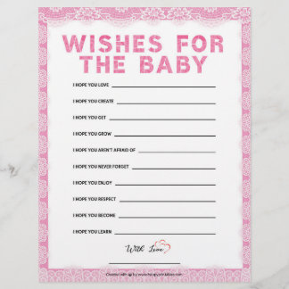 wenst de Baby [luxe kant [roze]] Briefhoofd