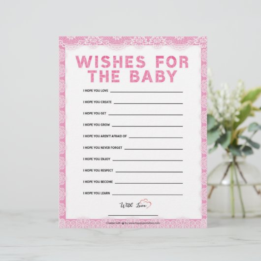 wenst de Baby [luxe kant [roze]] Briefhoofd (Staand voorkant)