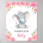 wenst de Baby olifant roze schotel voor de inktdru Poster (Voorkant)
