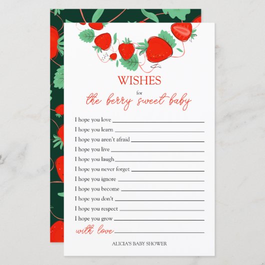 wenst de Berry Sweet Baby Kaart (Voorkant / Achterkant)