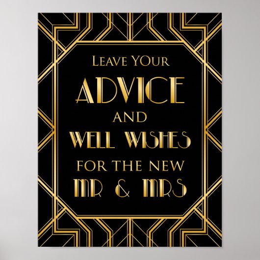 wenst de heer & mevrouw Wedding Sign | Gatsby Art  Poster (Voorkant)