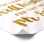 wenst de heer & mevrouw Wedding Sign Pink Gold Str Poster (Hoek)