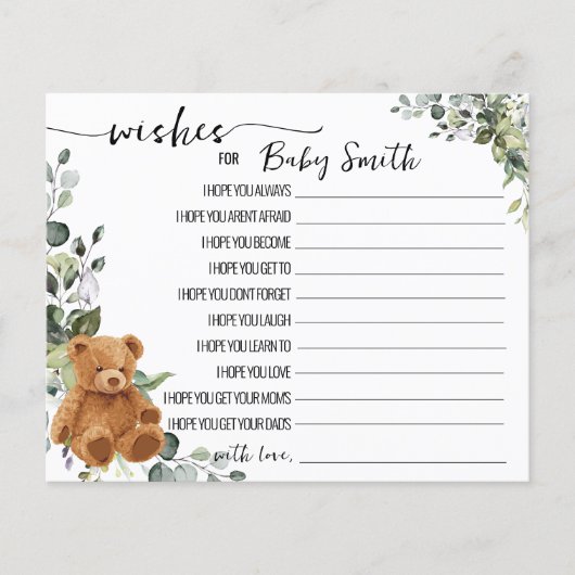 wenst de Kaart Baby Greenery Baby shower (Voorkant)